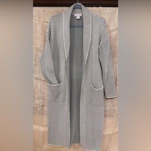 London Kaye Grey Striped Cardigan Duster
